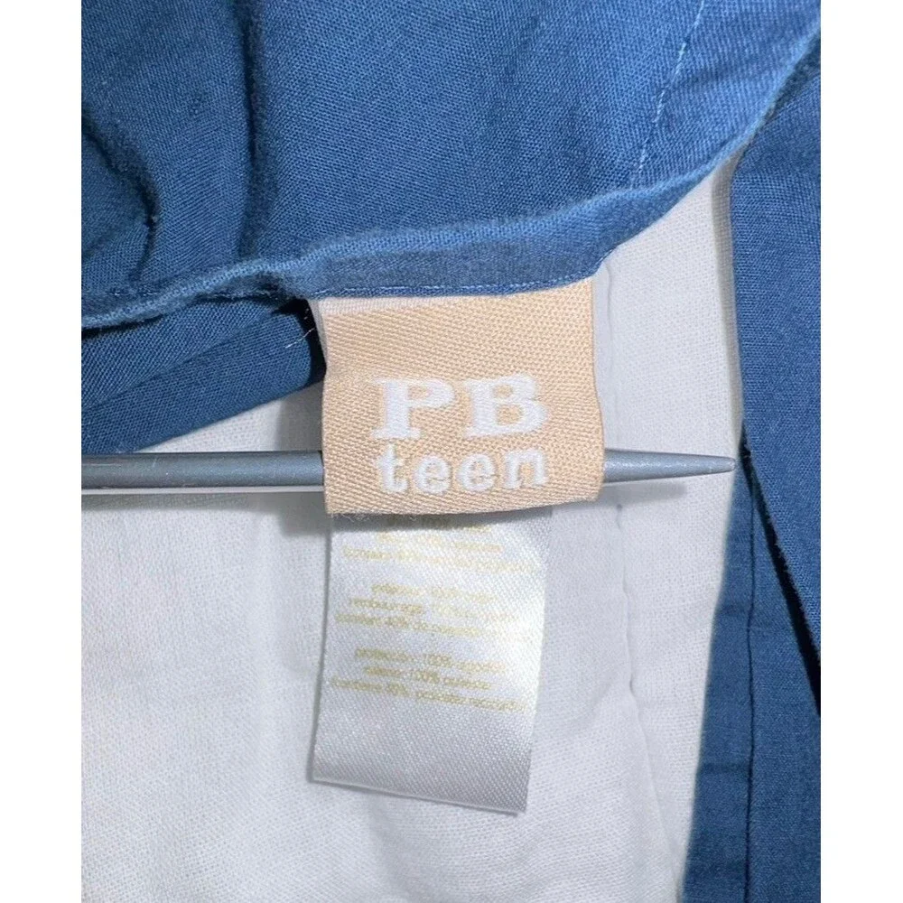 Pottery Barn Teen Emerson 2 Navy Blue Corduroy Pillow Shams European Square